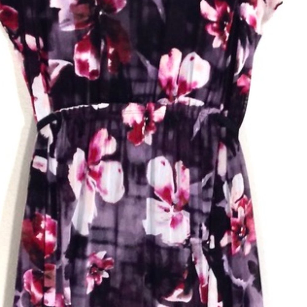VERA WANG-Sheer Floral Layered Hi-Lo Dress - Picture 4 of 12